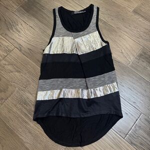 BRIAN LICHTENBERG Tank Blouse Silver Black Mesh‎ SZ M